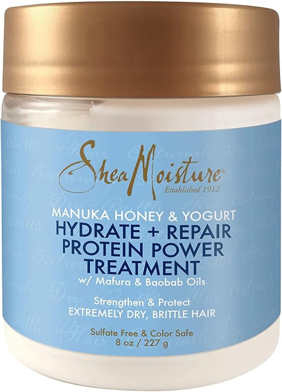 Mascarilla para el cabello hidratante de karité, miel de Manuka y yogur, hidratación + tratamiento energético de proteínas reparadoras, tratamiento para el cuidado del cabello seco y dañado con manteca de karité orgánica y aceite de ricino para el cabello, 8 oz