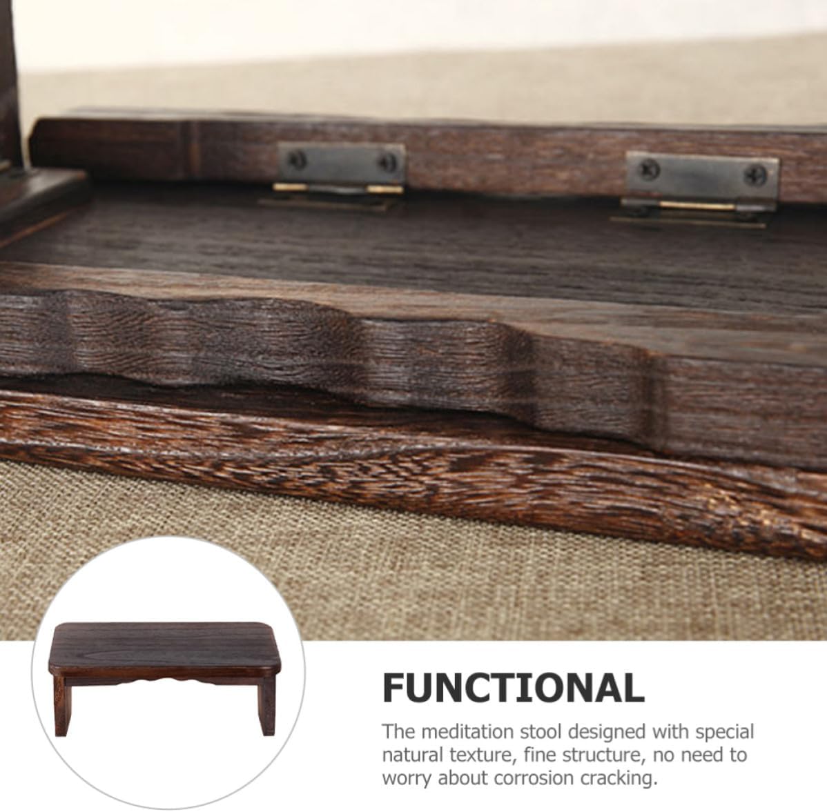 VOSAREA Foldable Wood Temple Stool for Meditation and Traveling, Wooden Zen Stool with Non-Skid Surface and Comfortable Seat, Enhances Meditation Practice and Portable for Travel
