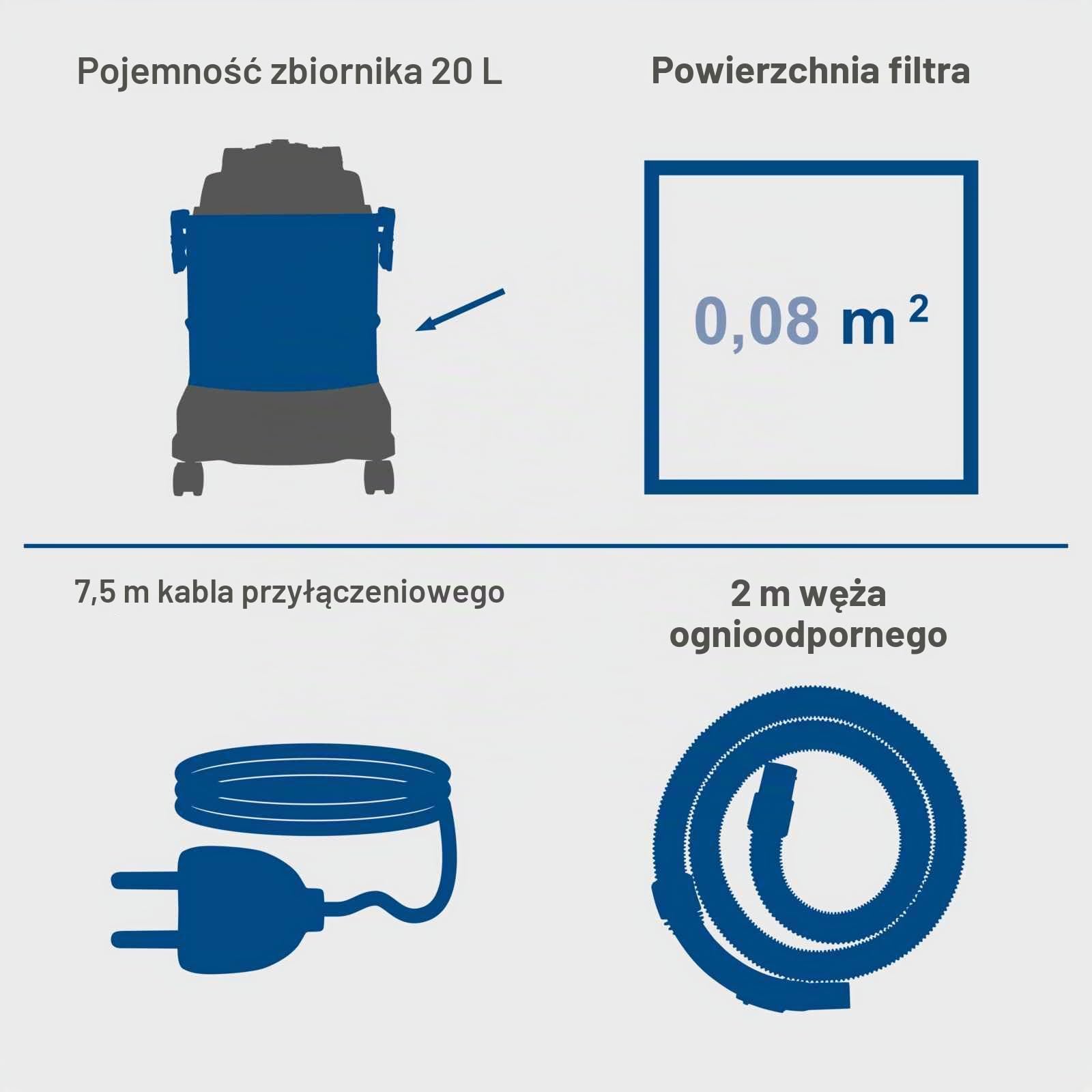 Scheppach odkurzacz piorący SprayVac20 1600 W, szary
