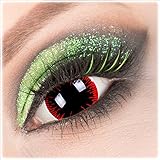 Farbige schwarze rote 'Hangman' Mini Sclera Kontaktlinsen 1 Paar Crazy Fun 17 mm mit Behälter zu Fasching Karneval Halloween - Topqualität von 'Giftauge' ohne Stärke