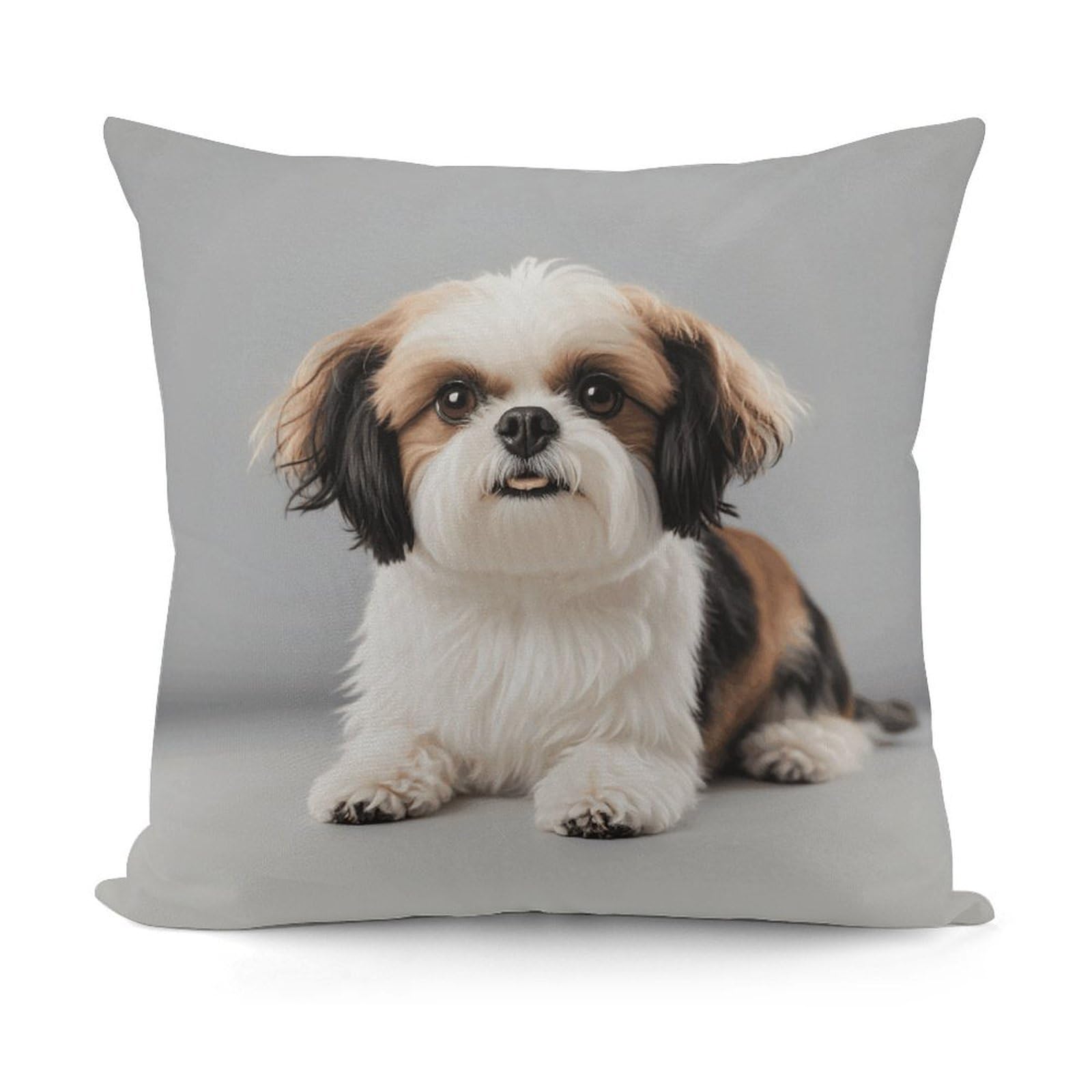 VstaDank Shih Tzu Dog Pillow Cover with Invisible Zipper Square Throw Pillowcase Plush Couch Sofa Pillow Case 18x18 Inch Decorative Throw Cushion Covers for Sofa Living Pillowcover