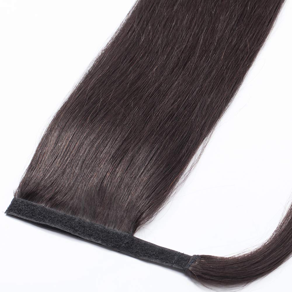 SEGO Coda Extension Capelli Veri Clip Neri Code di Cavallo Fascia Unica Ponytail Extensions 100% Remy Human Hair Lisci Umani Naturali 95g (55cm #1B Nero Naturale)