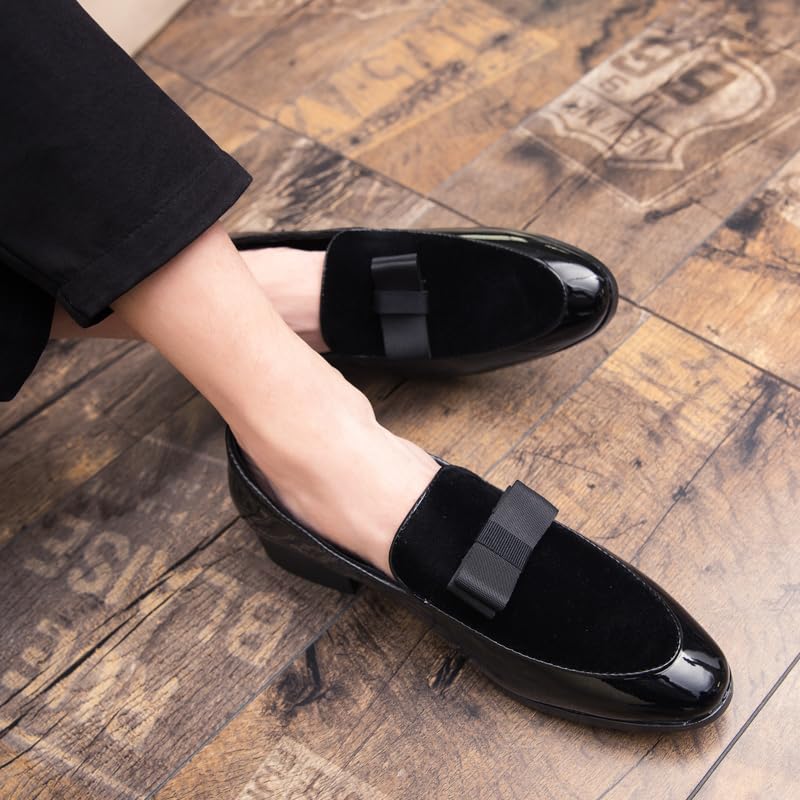Men's Velvet Patent Leather Slip-on Dress Shoes Business and Parties Formal Events Smoking Slippers Loafers3