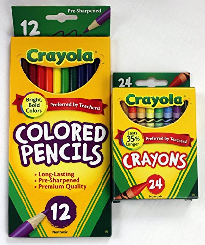 Image of 12ct Crayola Colored Pencils Pre-Sharpened & 24ct Crayola Crayons Basic Bundle