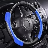 CAR PASS PVC Leather Rainbow Universal Fit Steering Wheel Cover - Blue