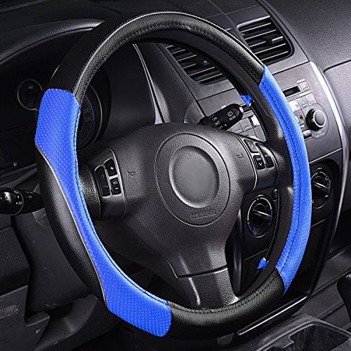 CAR PASS Rainbow Universal FIT Steering Wheel Cover with PVC Leather