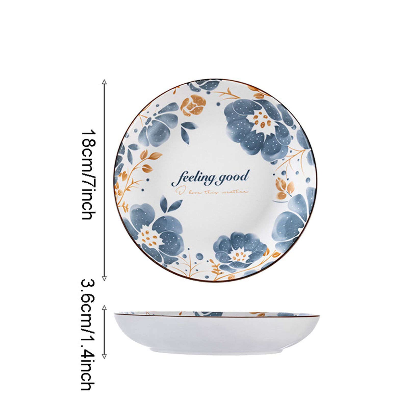Assiettes à dîner, Assiettes à dîner divisées, The Diet Control Plate,Dinner Plates, Round Dessert Appetizer Plates Salad Pasta Camping Plates,(7inch)