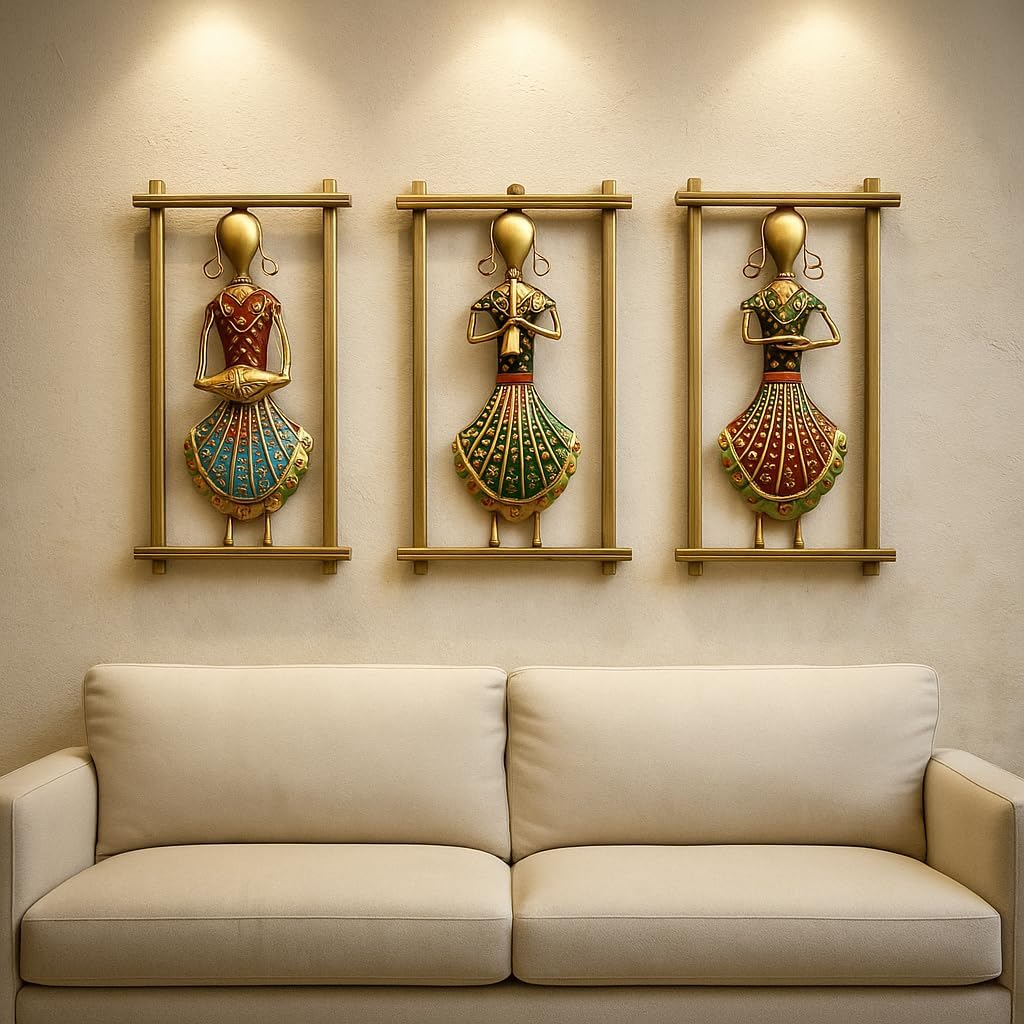Rajasthani Metal Wall Decor - 3 Frames -1
