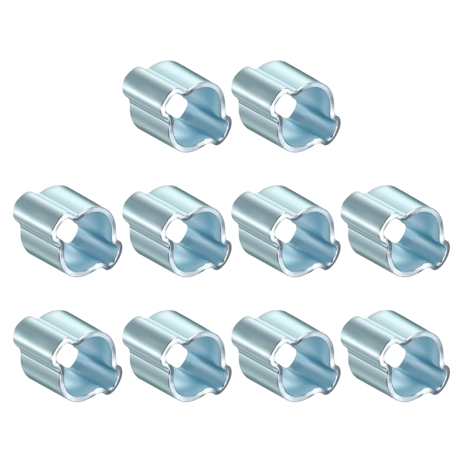 Kozelo 10Pcs Galvanized Steel Double Ear Hose Clamps, Adjustable 5-7mm Heavy Duty O Clip Crimp Rings, Zinc-Plated Two Ears Cinch Rings Crimp Pinch Fitting for Automotive, Tubing, Fuel