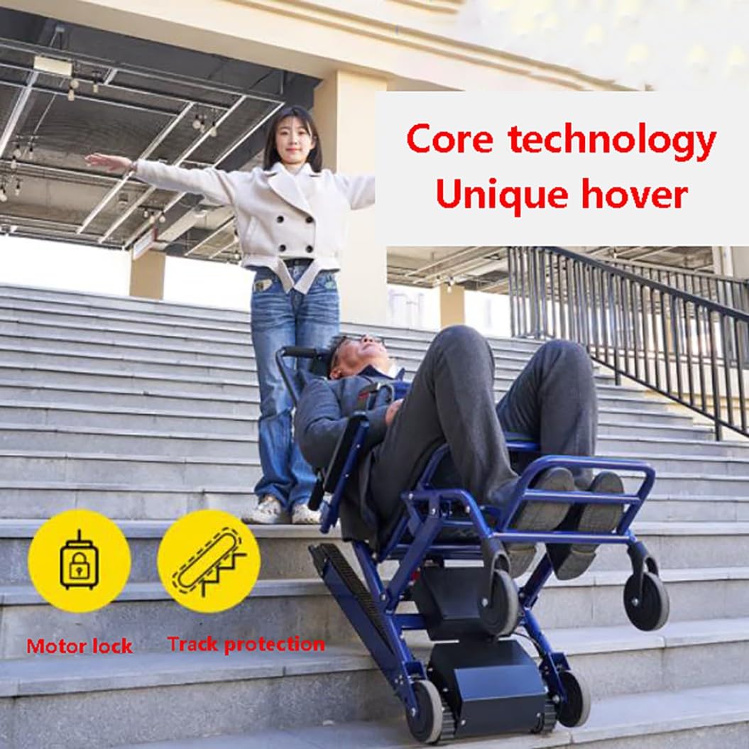 HZWJD Elevadores Eléctricos Para Escaleras,Salvaescaleras Para Personas Mayores,Salvaescaleras Portátil,Silla De Ruedas Para Subir Escaleras Con Orugas,Batería De Litio De 13 Ah A
