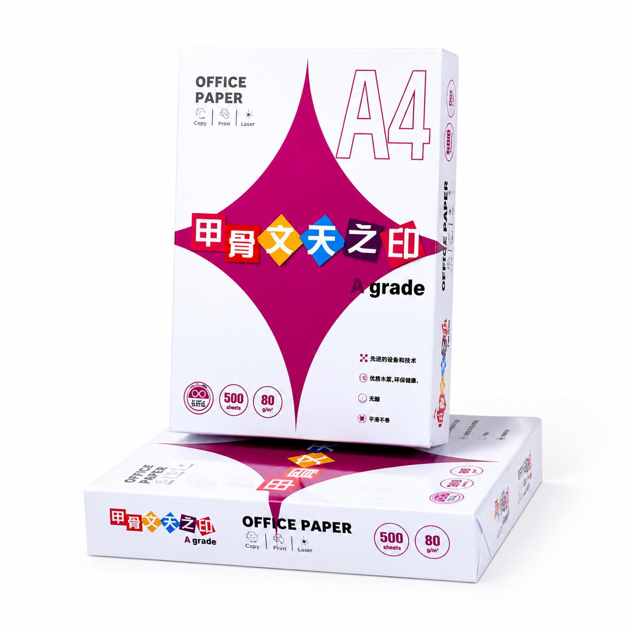 di Carta 75-80g/ per Stampante e Inkjet, Fo Bianchi Multiuso per Fotocopie e Documenti, Carta A4 da 75g per fotocopie, 500 fogli/risma * 2 (nuovo imballaggio del marchio)