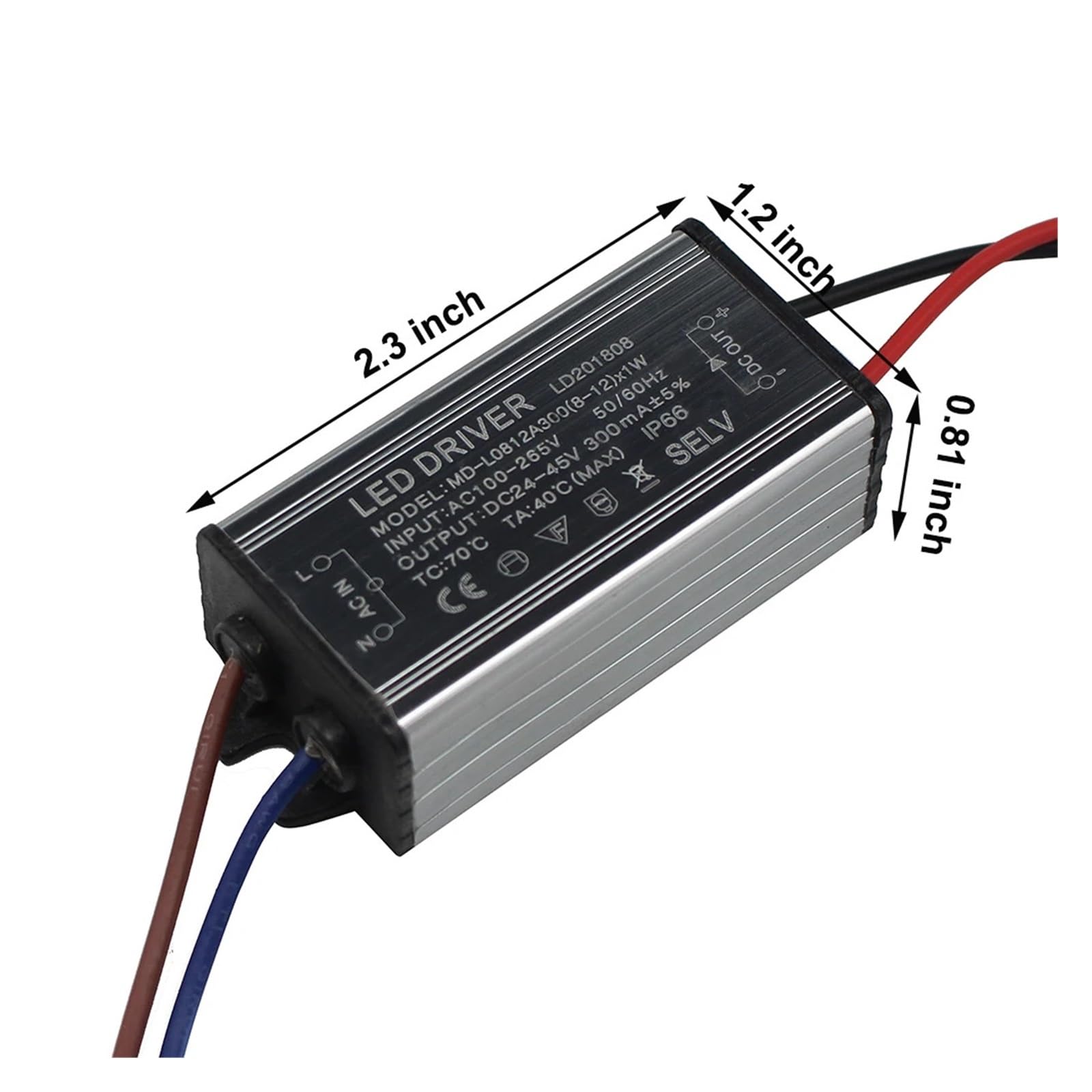 Aluminium 8-12W LED Driver 300mA AC 100-265V to DC 24-45V Power Supply Lighting Transformer Drivers Ballast