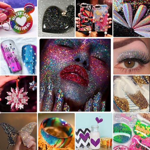 image for HTVRONT Holographic Fine Green Glitter - 200g/7oz Resin Glitter for Cr