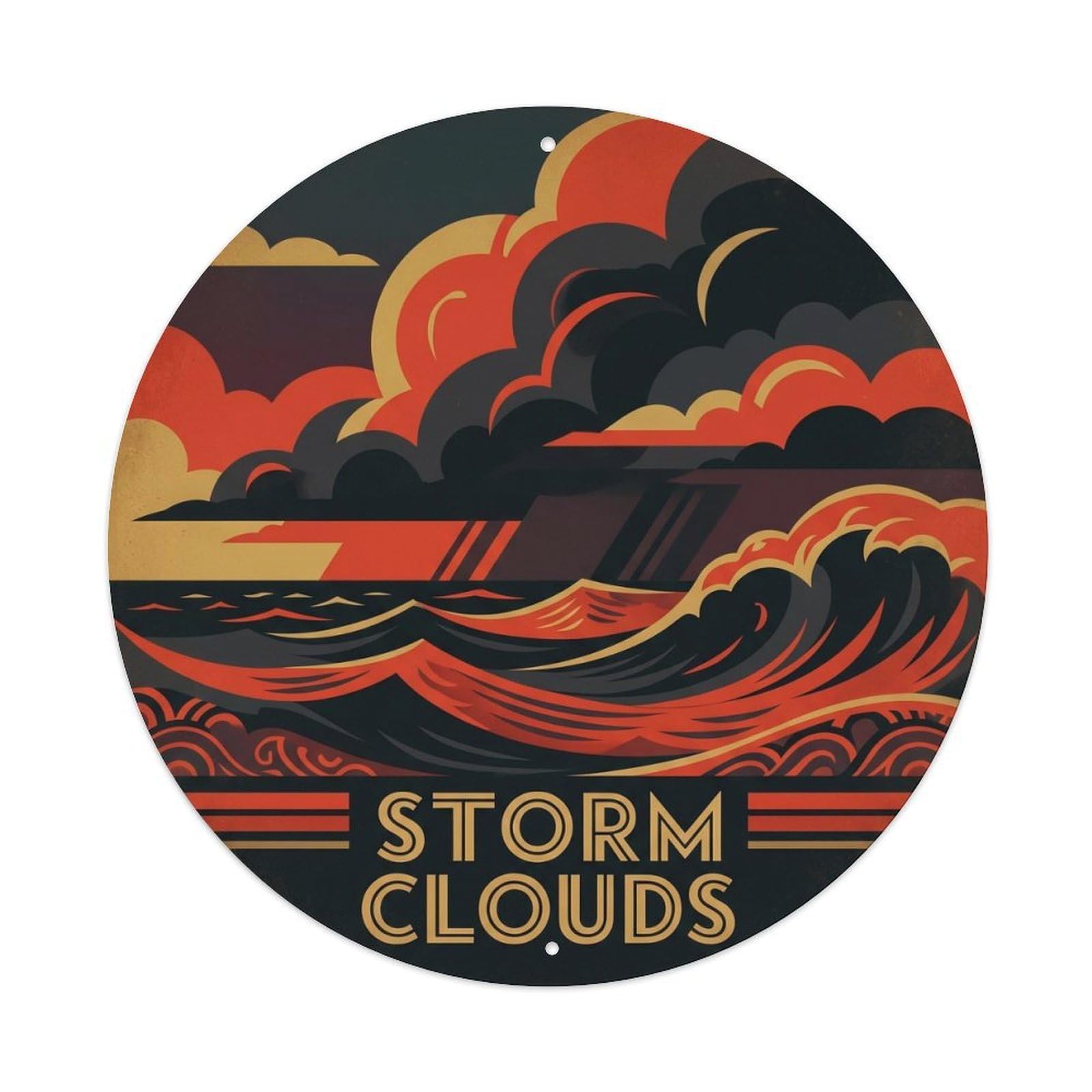 Hawaii Storm Clouds Ocean Volcanic Island Sky Metal Tin Sign