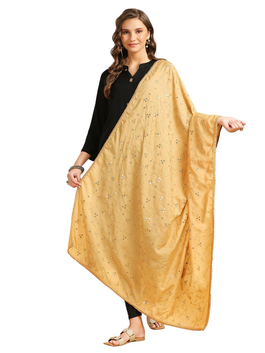 dupatta bazaar Women's Pure Cotton Embroidered Dupatta with Mirror Work.-picture-10