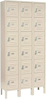 Global Industrial Six Tier Locker, 12x15x12, 18 Door, Unassembled, Tan