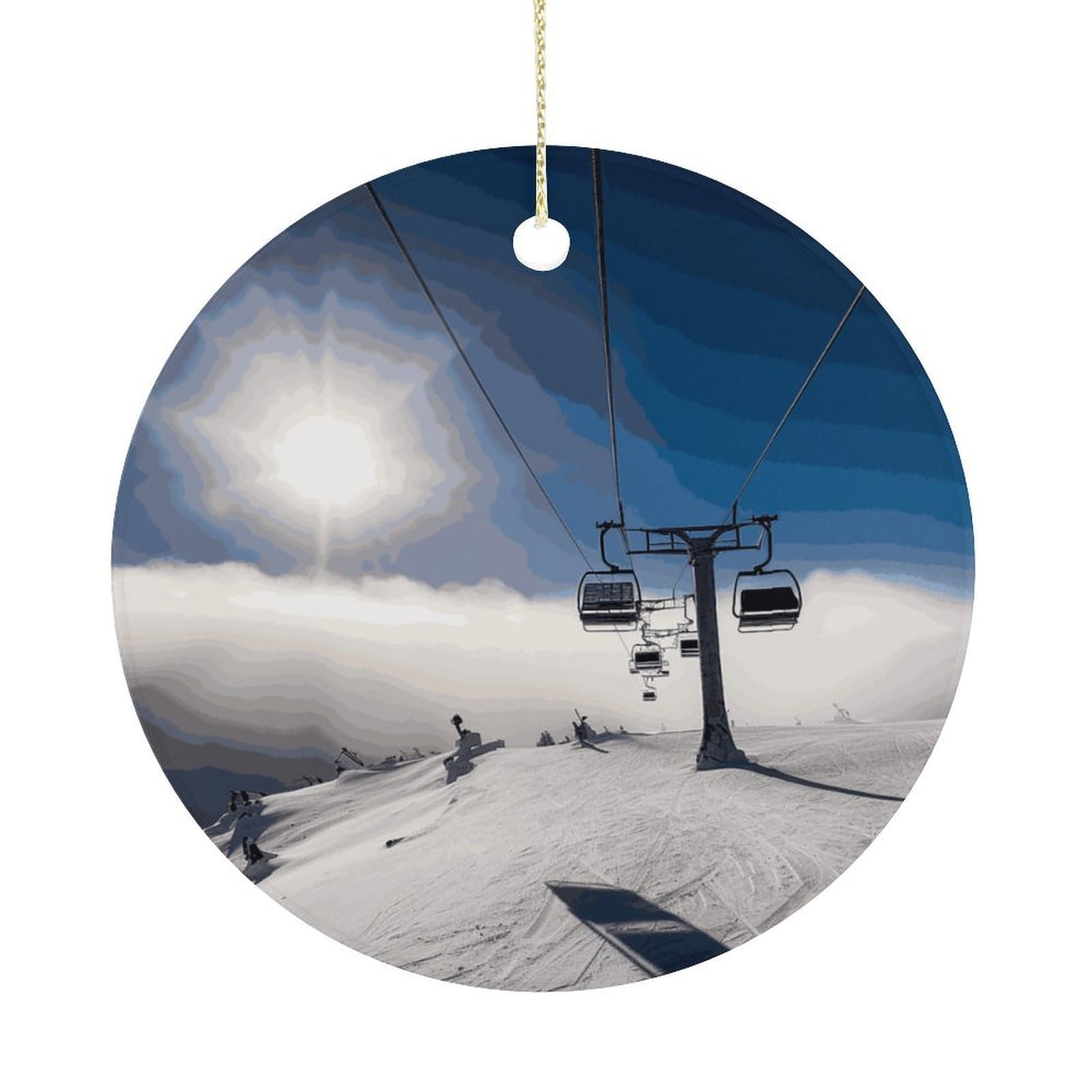 Adfgyerh Women's Style Ski Lift At Sunshine Hanging Ceramic Ornaments, Christmas Tree Decorations, Funny Home Decor Gifts For Sisters & Work Best Friends
