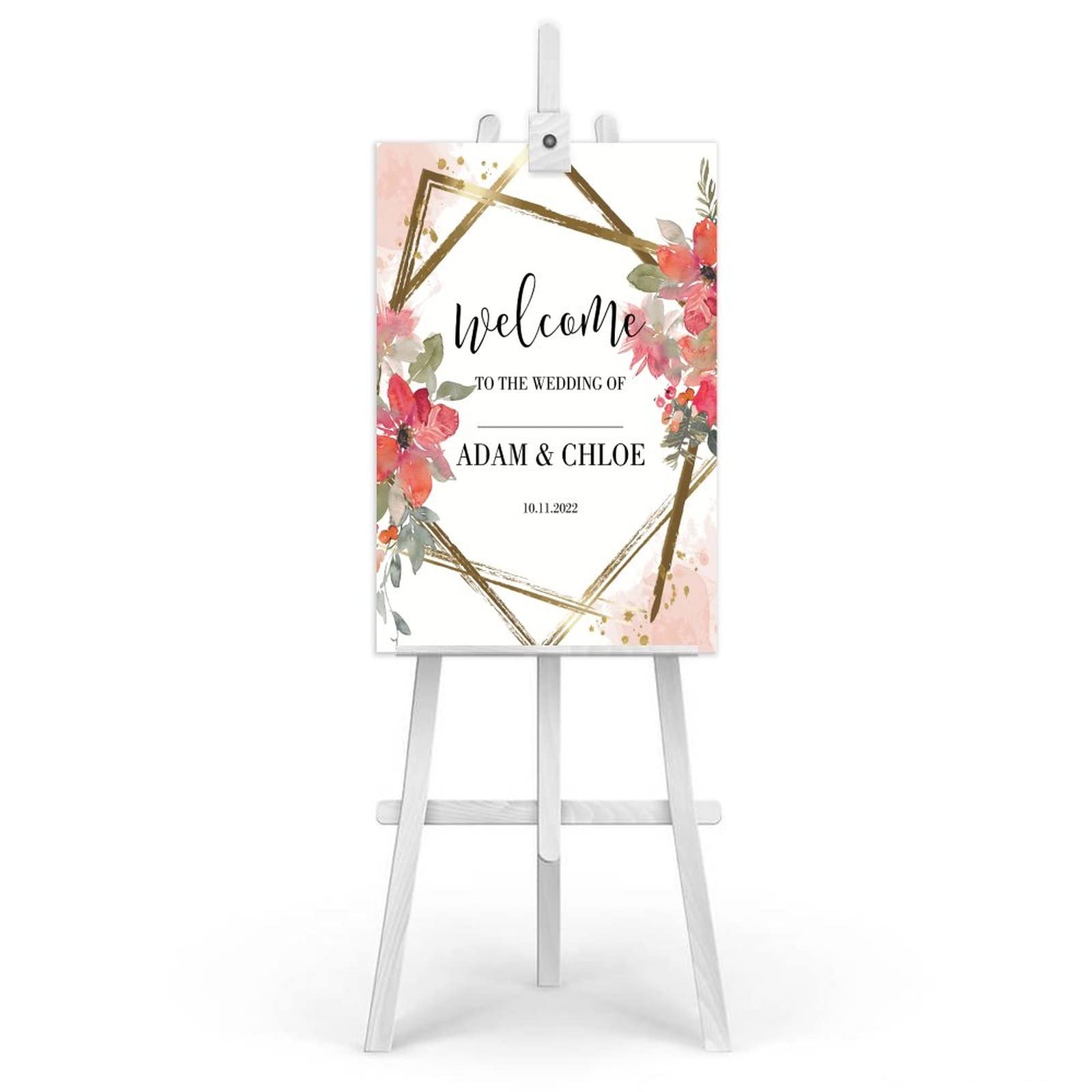 Holzschild "Welcome to The Wedding of Sign", Hochzeitsschild mit Rosenmotiv, Hochzeitsschilder für Zeremonie, 76,2 x 50,8 cm