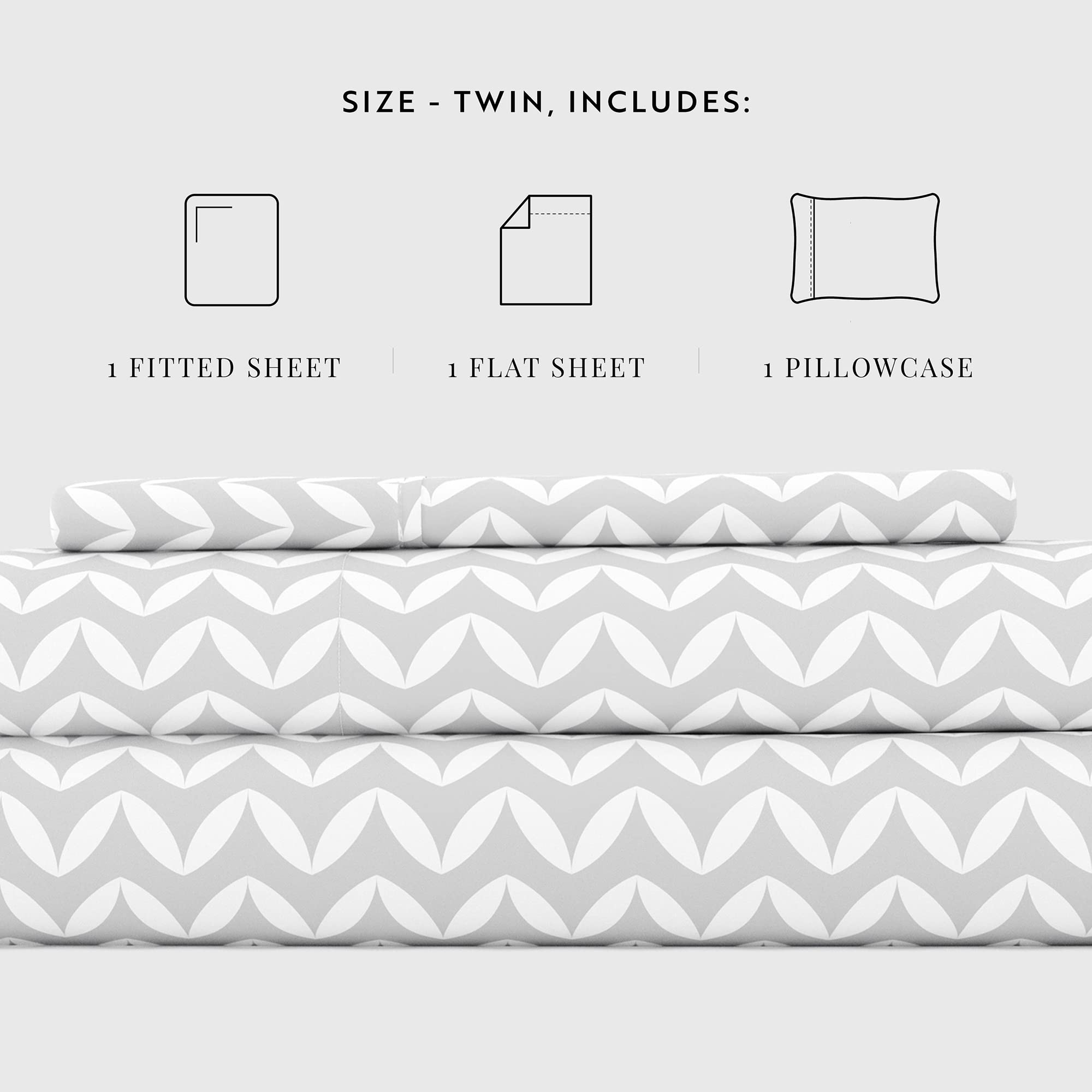 Linen Market 3 Piece Twin Bedding Sheet Set (Gray Chevron) - Image 4