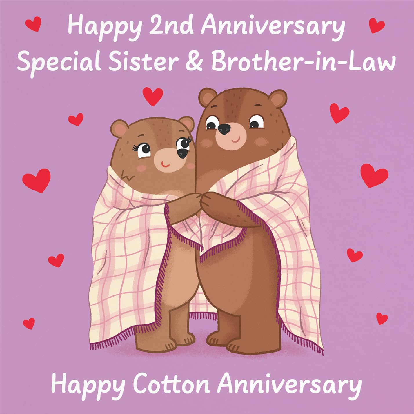 Hunts England, Sister And Brother In Law 2nd Anniversary Card, Cotton Anniversary, Second Anniversary, 2 Years - Image 2
