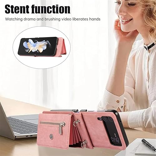 Miniatura 2 de Funda para teléfono Samsung Galaxy Z Flip 4 5G 2022 con correa cruzada para muñeca, cordón para tarjeta de crédito, soporte para ranura para el