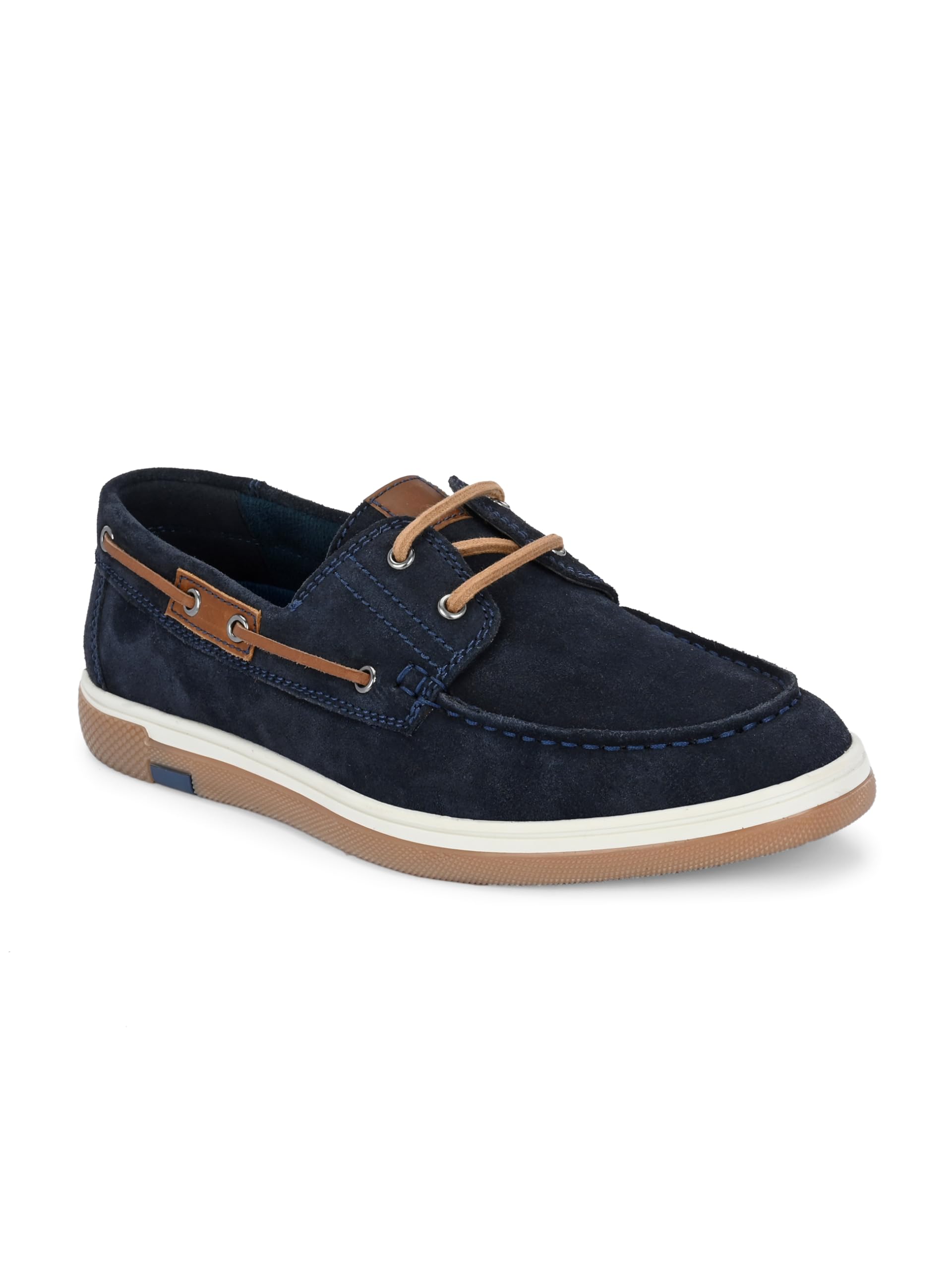 Suede Casual Leather Boat Shoes for Men with Lace ups and TPR Sole-image-11