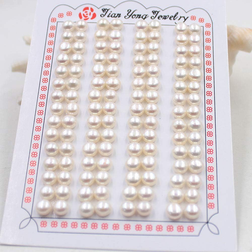Wholesale Jewelry Making Natural 5-5.5mm 4A Grade Coin Button Freshwater Pearl Half Drilled Beads 60 Pairs