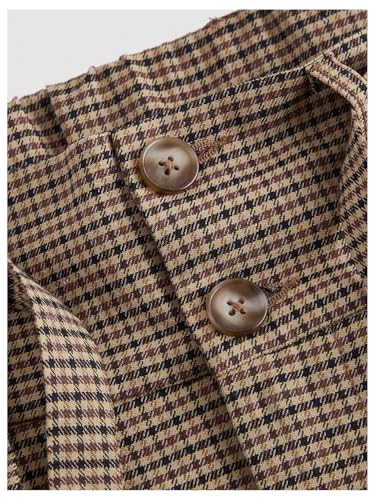 MakeMeChic Women's Plaid Business Pants High Waist Wide Leg Office Work Trousers with Belted3