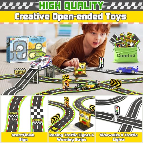 image for Coodoo Magnetic Tiles Racing Track & City Road Expansion Pack - STEM L