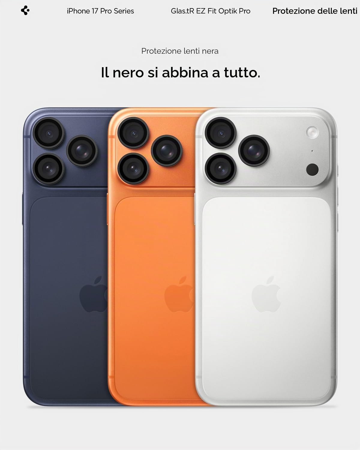 Spigen Protezione Fotocamera compatibile con iPhone 15/16/17 Pro, iPhone 15/16/17 Pro Max, 2 Pezzi, Titanio nero, Anello Individuale, Durezza 9H Pellicola prottetiva