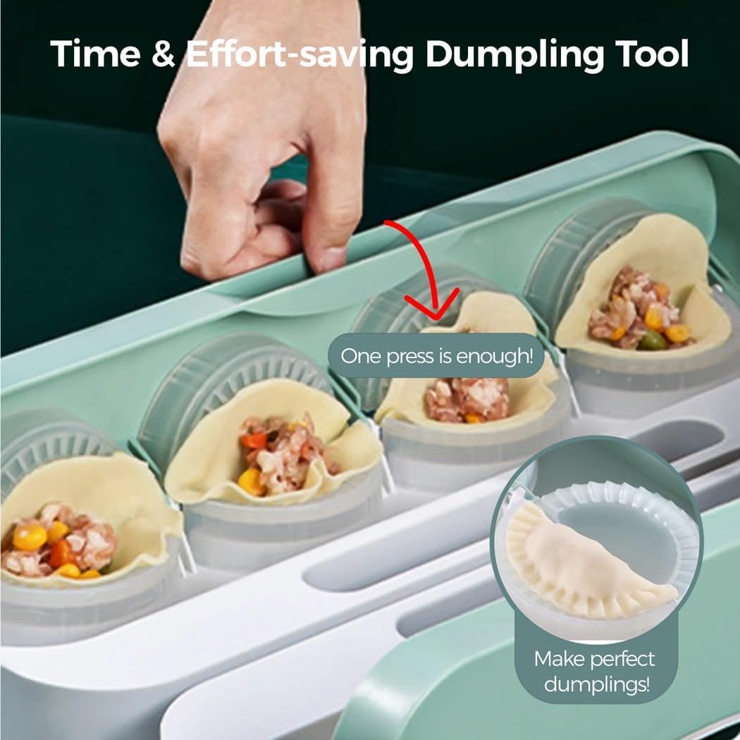 Manual Mold Dumpling Double-Sided Press Machine with Handle, Food-Safe Pp Dumpling Tool for Pierogi, Wonton, Potsticker, with 8-Slot Dumpling Maker and Spray Bottle