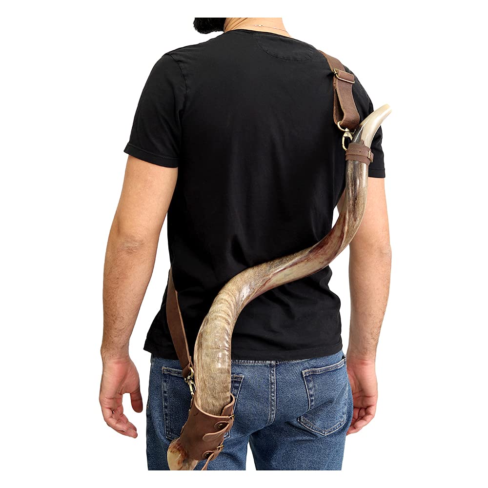 HalleluYAH Shofar Horn Belt – Genuine Leather – Premium Leather Strap for Decorative Shofar– Adjustable War Horn Belt with Buckle Closure — Amazon image 3