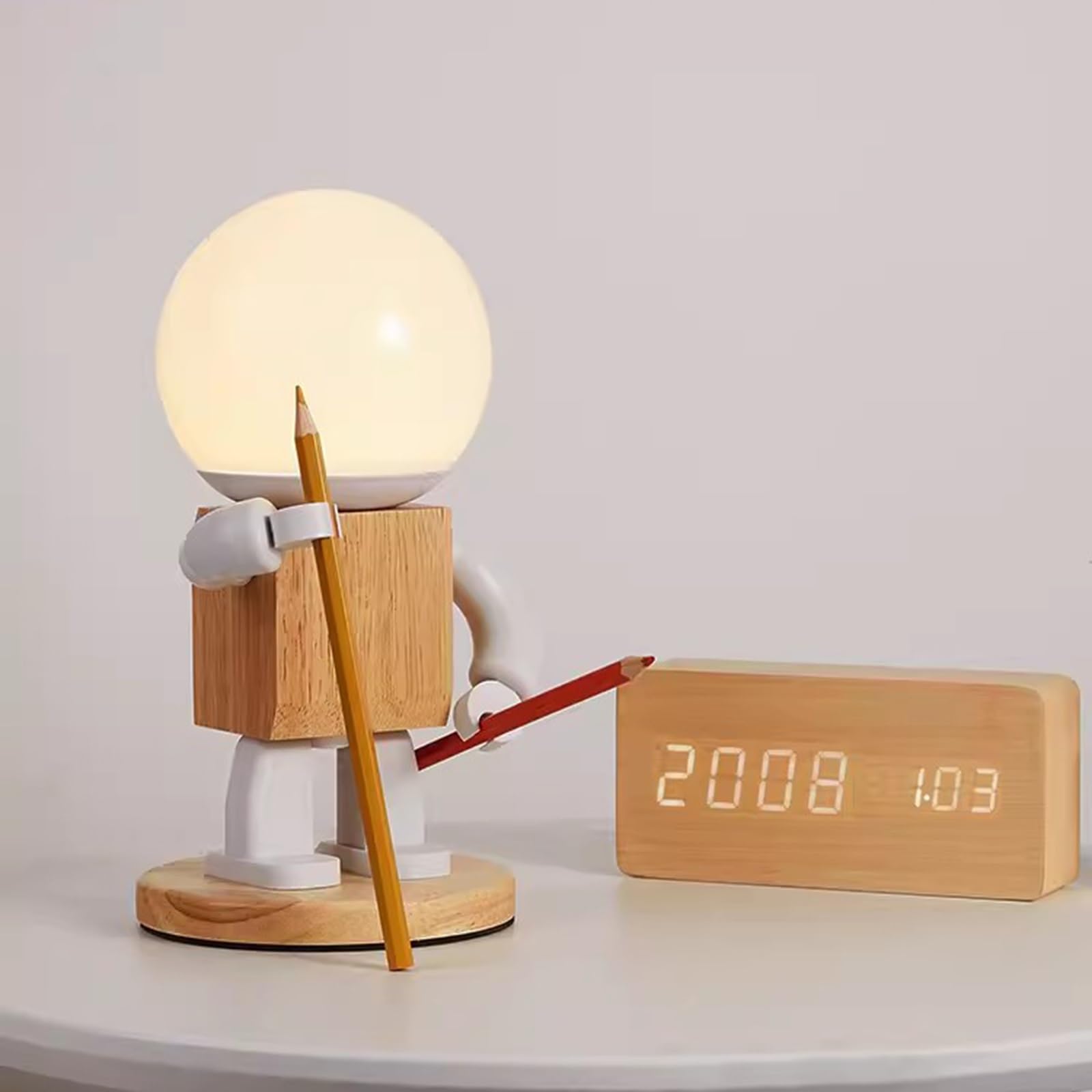 Lampka nocna Vintage Lampa stołowa Zmienna Lampka nocna Styl przemysłowy Robot Pokój dziecięcy Lampka nocna Lampa biurkowa