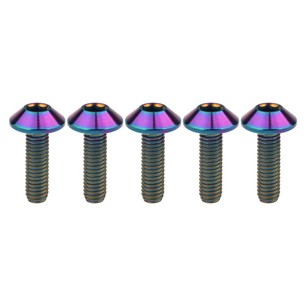 Ruifu M6 Gr5 - Tornillos de titanio para placa de matrícula (5 unidades, 12, 15, 20 mm)