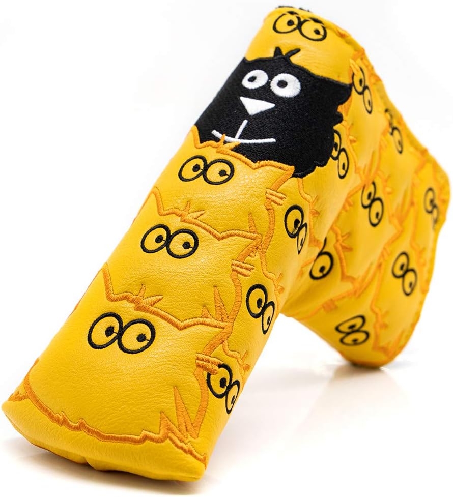 barudan golf Putter Cover Blade Putter Cover Golf Club Headcover Magnetic for Scotty Cameron Select Newport 2 Yellow Synthetic Leather Thick for Golfer Protect Golf Clubs Protector for Men Kids