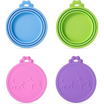 SLSON Pack of 4 Pet Food Can Lids for Pet Food Storage Universal Silicone Can Lids for Can Food for Dogs and Cats 4 Colours
