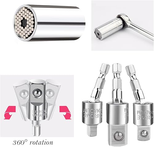 Miniatura 2 de Juego de 26 extensiones de brocas flexibles con 2 extensiones de broca de ángulo de 105, adaptador universal de enchufe de 12 38 14 pulgadas,