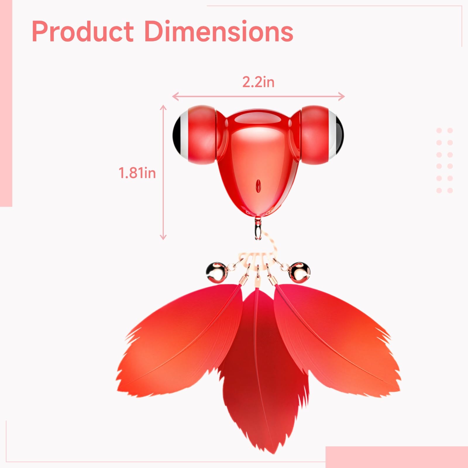 Kitifish - Juguete automático original para gatos, diseño interactivo de peces con pluma y campana, recargable por USB rojo, juego de caza en interiores, estimula el juego activo durante horas, para