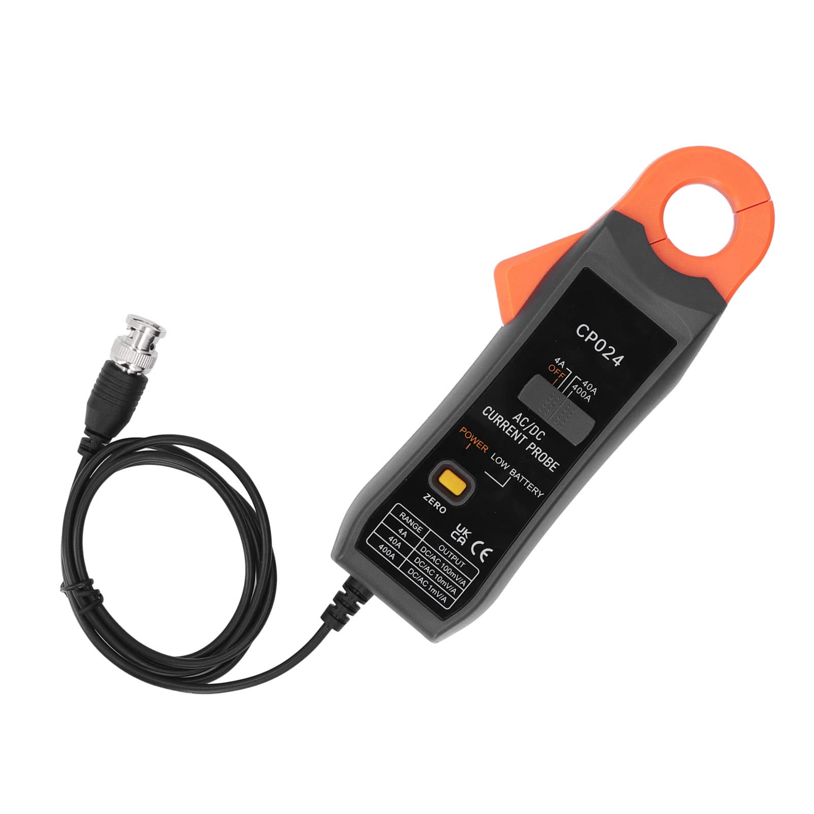 Pinza amperometrica AC DC Pinza amperometrica interfaccia BNC 4 A a 400 A Alta precisione per multimetro oscilloscopio Test elettrico Materiale ABS Dimensione ganascia 23 mm