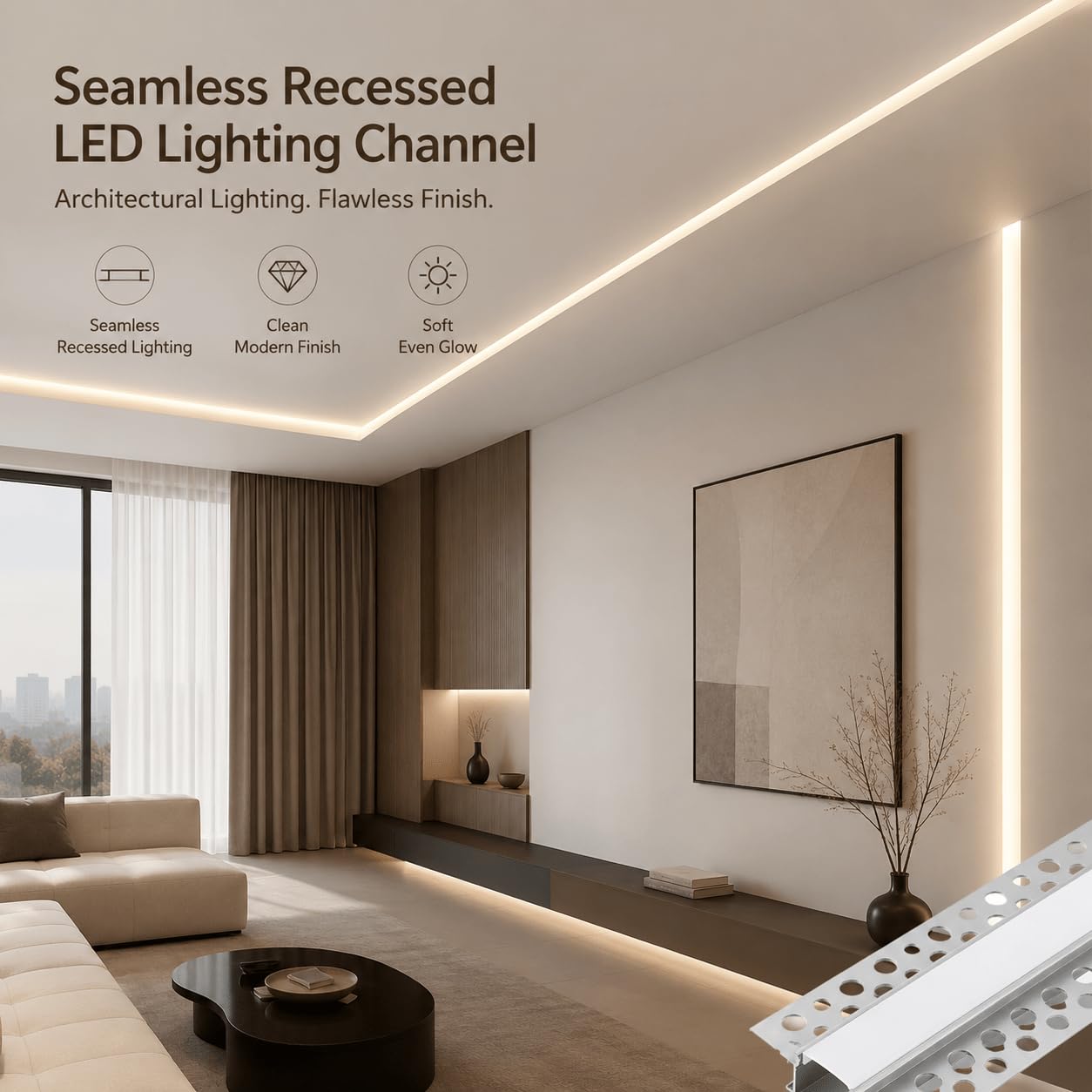 10 x LED Drywall Profile 2 m Aluminium Profile for Strip Rail Flush-Mounted Channel and Diffuser Surface-Mounted for Indirect Lighting Decker [Energy Class A+++]