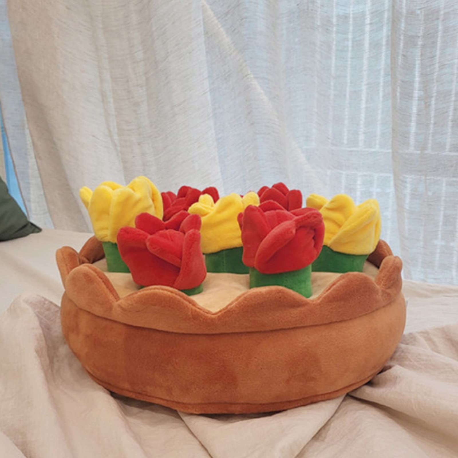 Jouet à renifler pour chiens de petite taille - Jouet en peluche puzzle fleur chats dentition agressifs - Mangeoires de nourriture pour chiens agressifs - Petites races couineurs