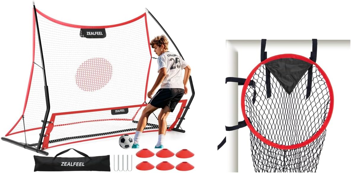 Soccer Rebounder, 2-in-1 Soccer Rebound Net with Carry Bag Cones + Soccer Goal Target