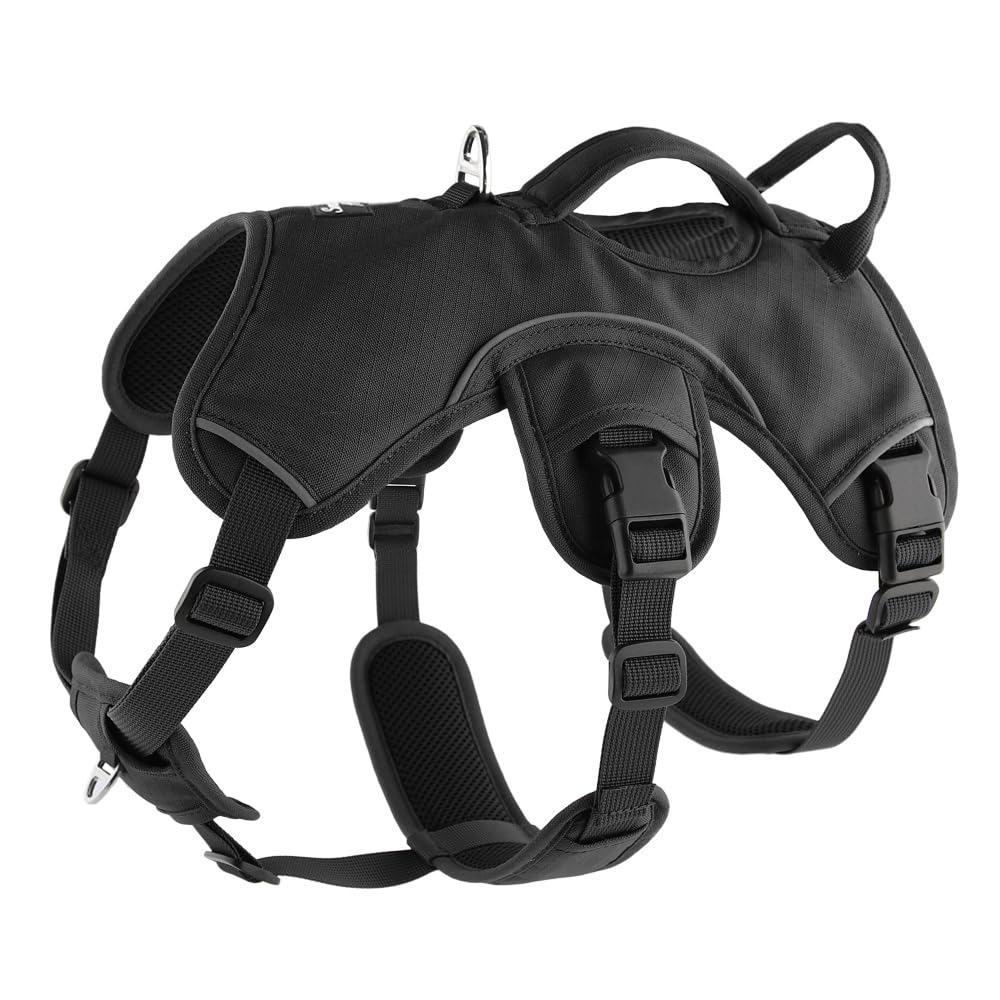 Snootiful Hound Sighthound Harness for Greyhounds, Whippets & Lurchers – Escape Proof Padded 3-Point Dog Harness - Secure Fit, No Pull Harness For Deep-Chested Breeds (Black, XXS)