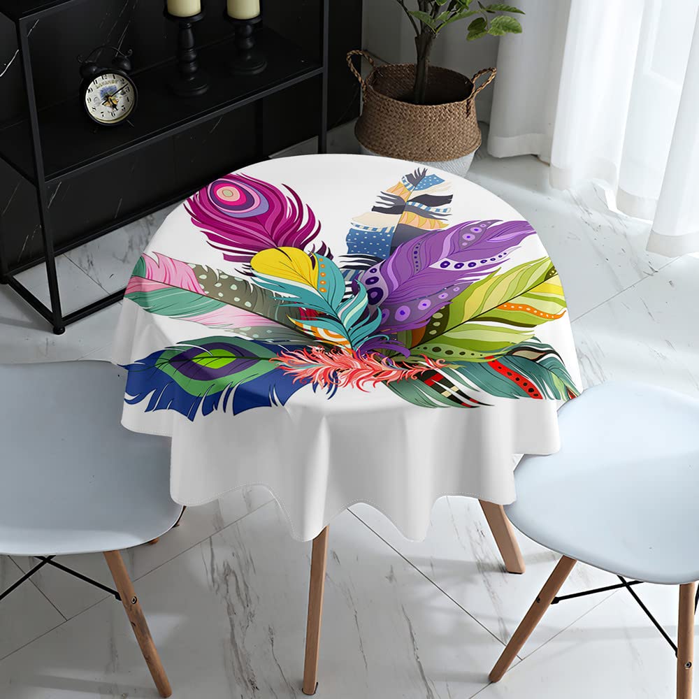 Highdi Nappe Ronde Anti Tache Impermeable 3D Décoration Tissu De Table Facile à Nettoyer Pour Restaurants Cuisine Picnic Party Jardin Protection Tables (Bleu Violet,Diamètre 180cm