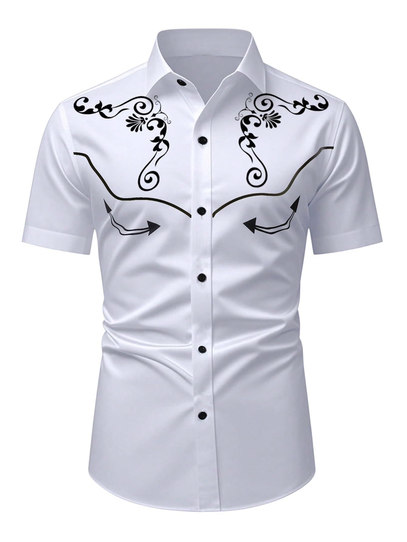 BEAUDRM Men's Vintage Western Cowboy Shirt Graphic Country Shirts Short Sleeve Retro 70s Hippie Top Cowboys Costume