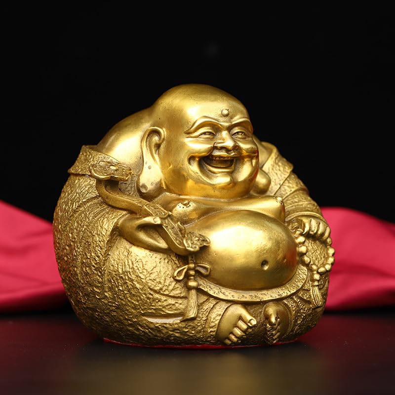 Posąg Buddy do wnętrz Rzemiosło Ozdoby Mosiądz Uśmiechnięty Budda Maitreya Budda Bodhisattwa Dekoracja Domu Statua Medytująca Statua Buddy Rzeźba (M)