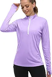 Camisa feminina de manga comprida com proteção solar FPS 50+ UV com zíper e zíper