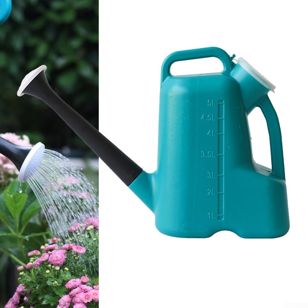Annaffiatoio a bocca lunga, 5 l, adatto per giardini e vasi di fiori (blu)