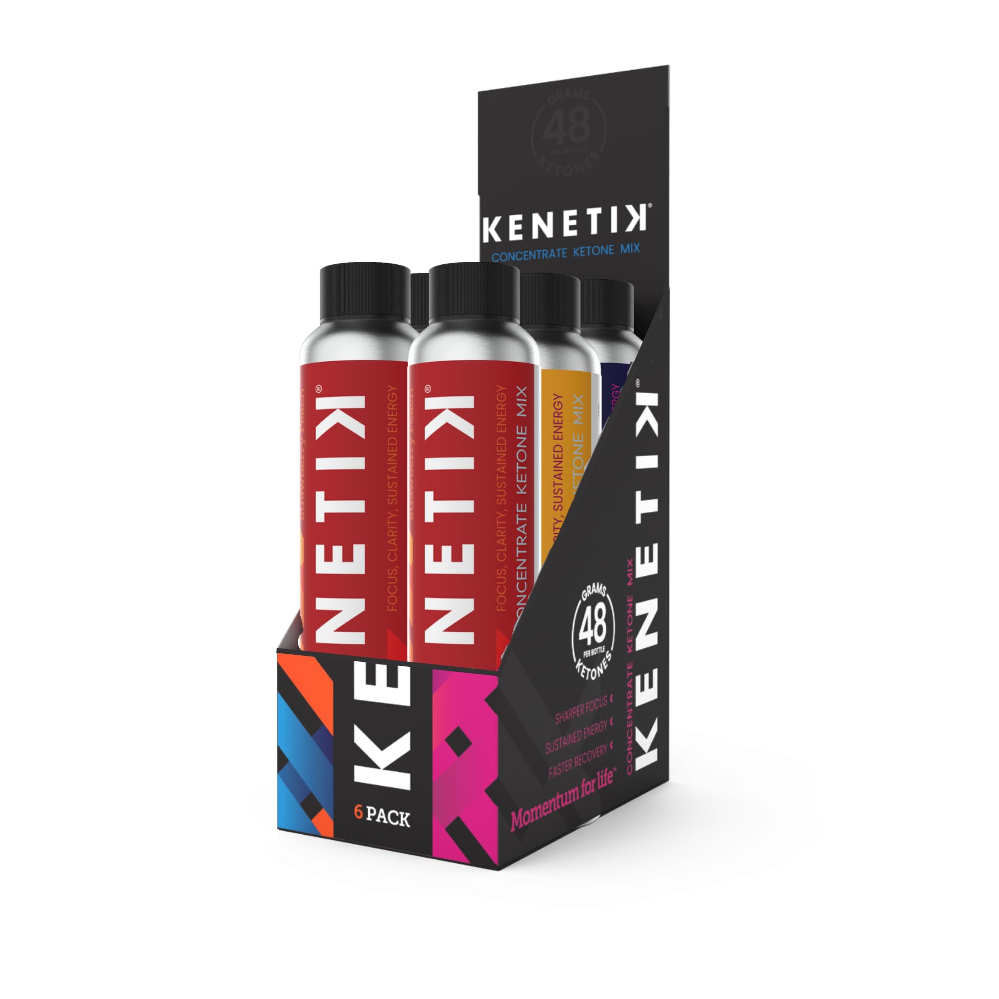 KenetikKetone Drink Mix, Exogenous Ketones Blend, Keto, Caffeine & Sugar Free, Vegan Supplement For Clean Energy & Mental Focus, Coffee Alternative with D-BHB - Variety, 6PK