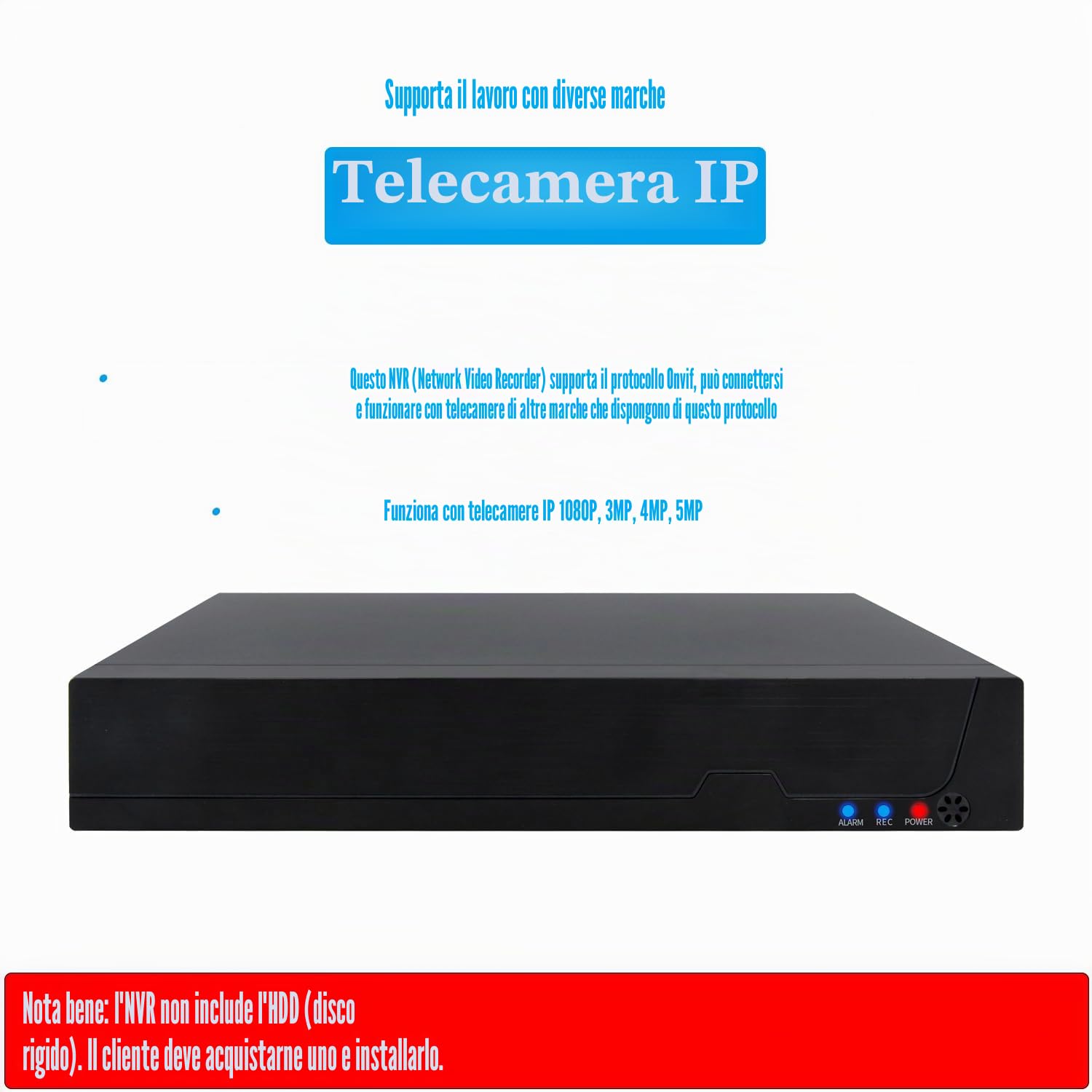 8CH Poe NVR, videoregistratore di Rete Poe (HD 1080P/3MP/4MP/5MP) per la sorveglianza del Sistema di Sicurezza Domestico, 8 canali Poe per Telecamera IP, Non Include HDD (POE4008ES)